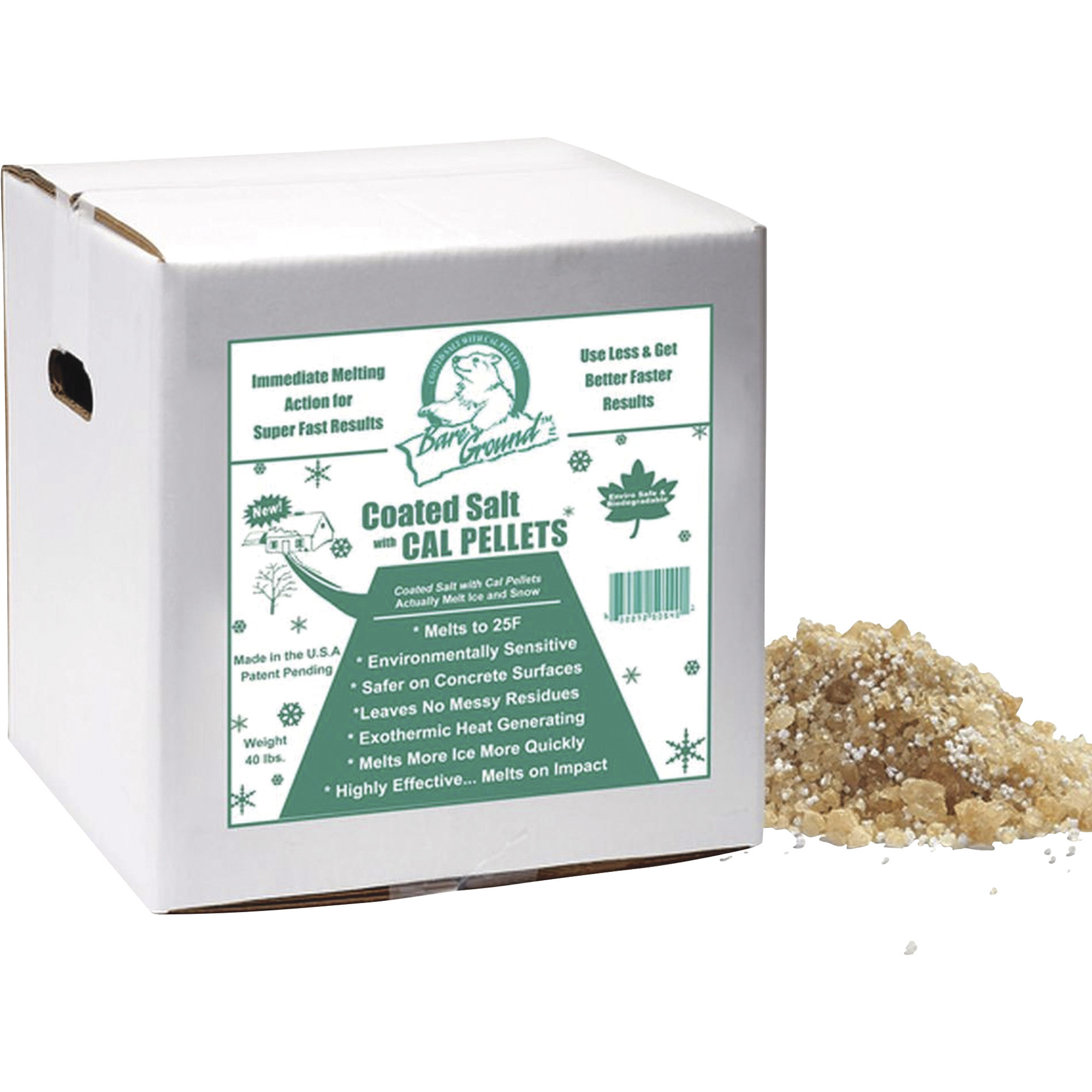 Bare Ground Coated Granular Ice Melt with Calcium Chloride Pellets, 40 Lbs., Model# BGCSCA-40